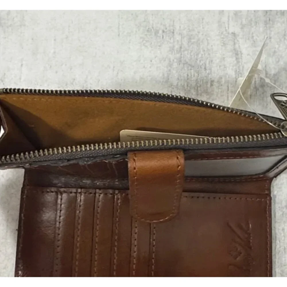 Patricia Nash NAZARI Leather Bifold Wallet Floral Sienna Sunset Brown